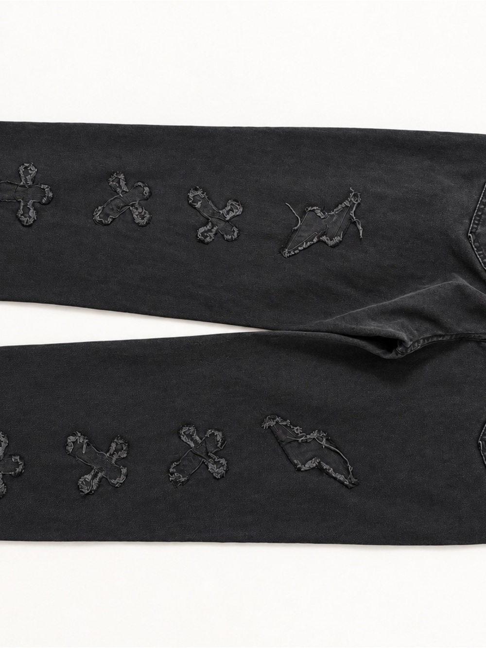 Men's Black Embroidered Slim Jeans